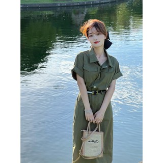 Đầm Denim Cao Cấp Cổ polo Phong Cách Pháp Thời Trang Mùa Hè Dành Cho Nữ