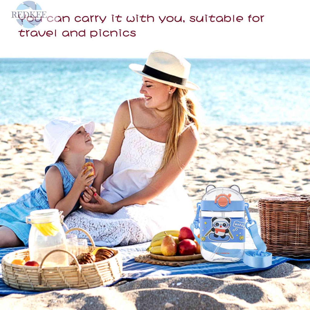 Bình Nước Thể Thao 470ml Có Ống Hút Họa Tiết Gấu Dễ Thương Cho Bé