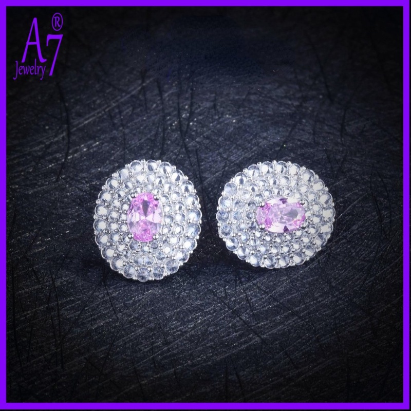 A7 | Khuyên Tai Đính Đá Hồng Cổ Điển M3449