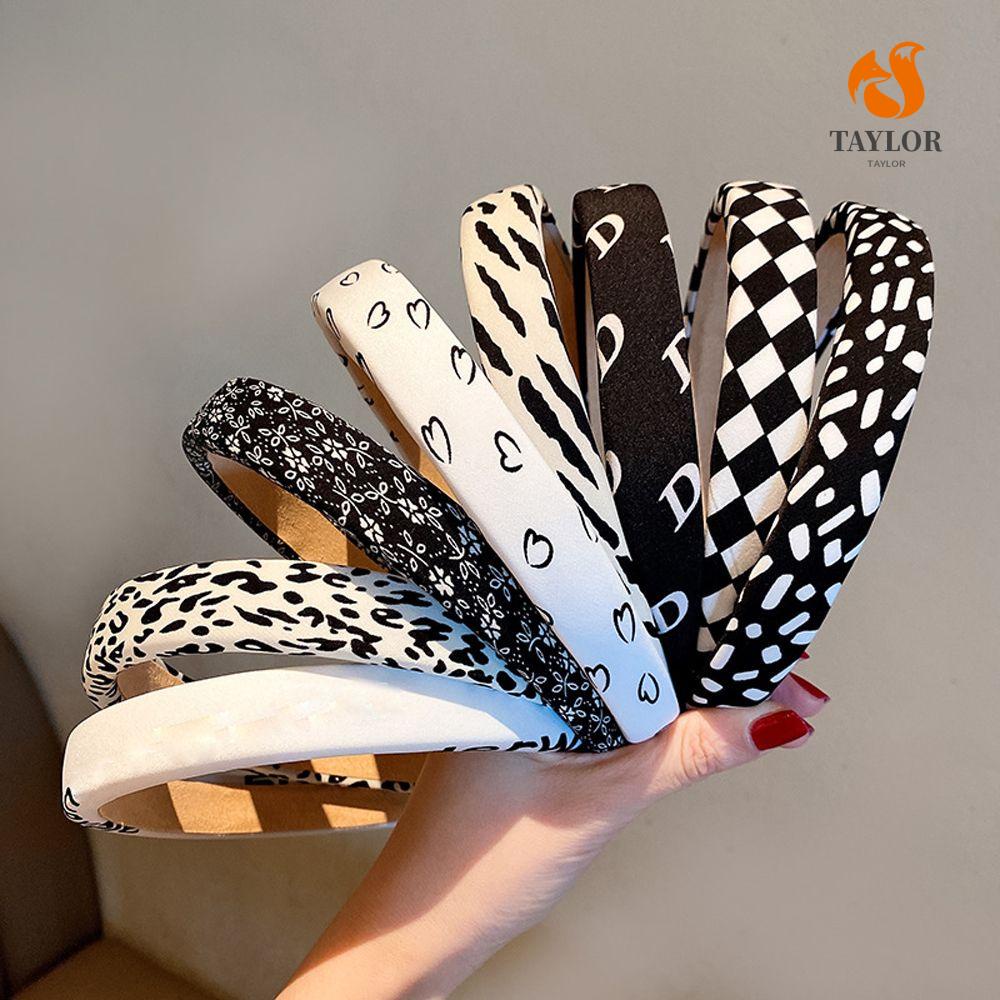Băng đô cài tóc họa tiết da báo/hoa/trắng/đen thời trang Hàn Quốc cho nữ TAYLOR1