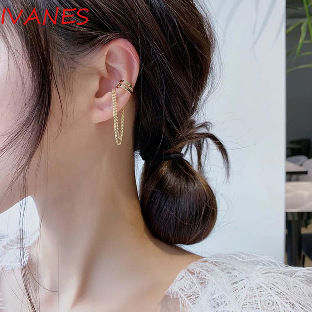 Khuyên Kẹp Vành Tai Dáng Dài Nhiều Lớp Không Xỏ Lỗ Cá Tính Cho Nữ