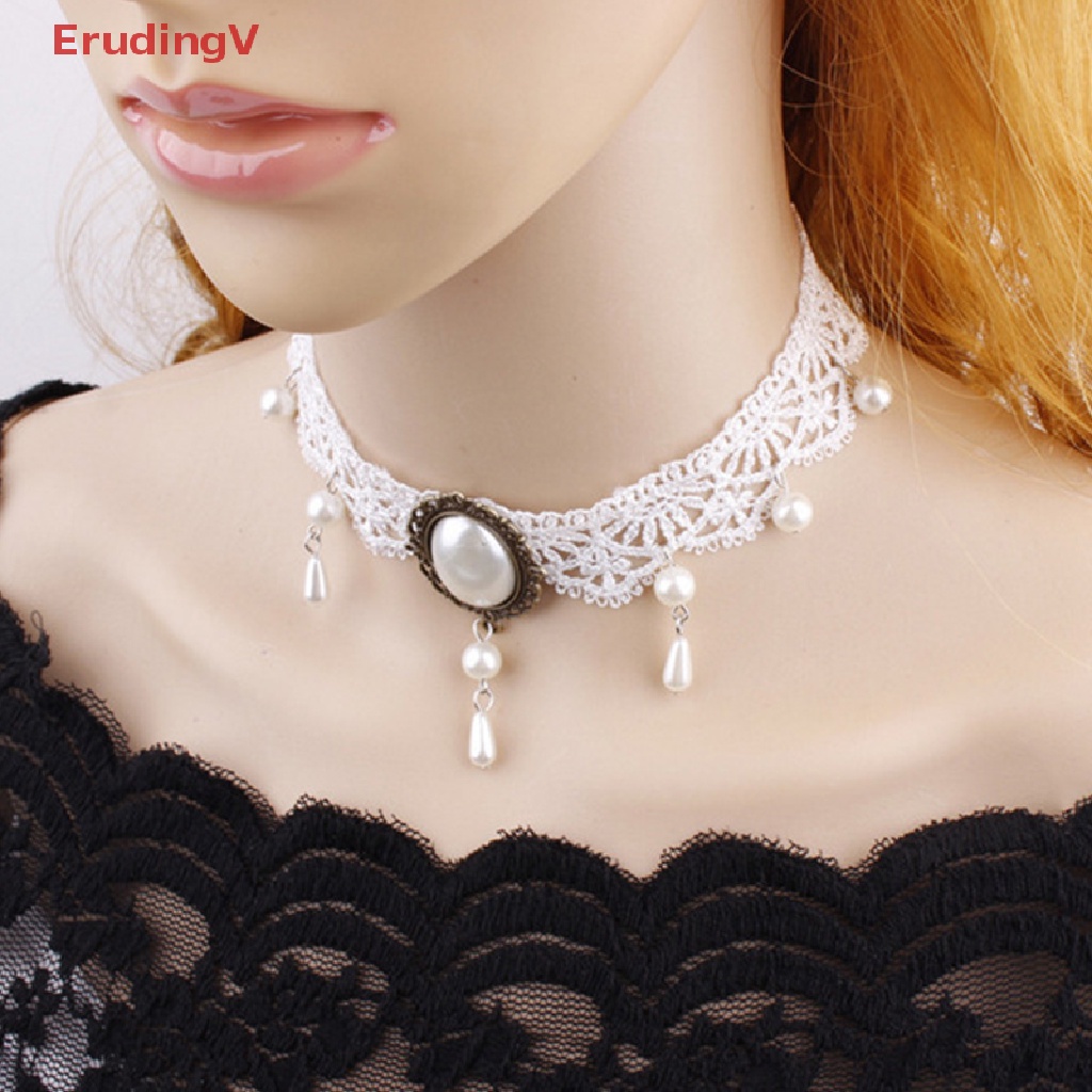 [ErudingV] Vòng Cổ Choker Ren Đen Đính Đá Pha Lê Phong Cách Gothic Quyến Rũ