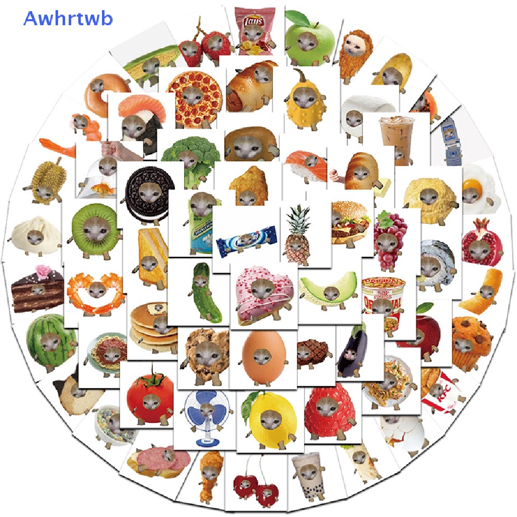 Bộ 69 Sticker Dán Trang Trí Hành Lý / Laptop / Ipad / Xe Hơi Hình Mèo Vui Nhộn Mới