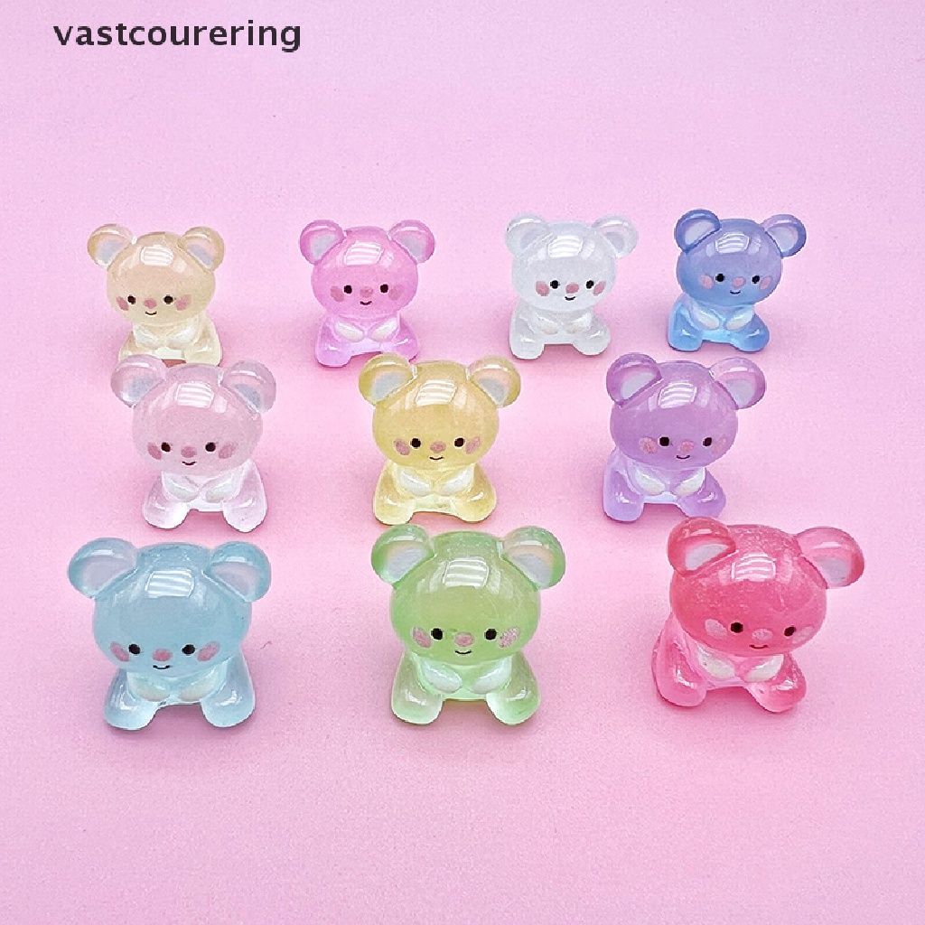 Bộ 2 Tượng Gấu Hoạt Hình Bằng Nhựa Resin Phát Quang Trang Trí Xe Hơi