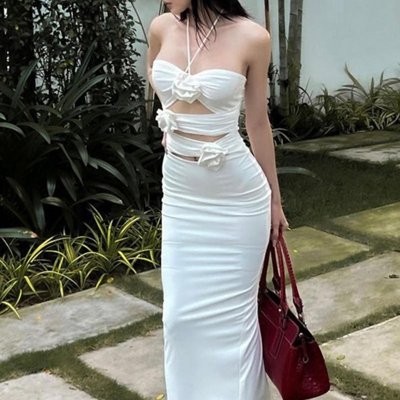 Đầm Midi Dáng Dài Không Tay Họa Tiết Hoa Thời Trang Gợi Cảm Cho Nữ