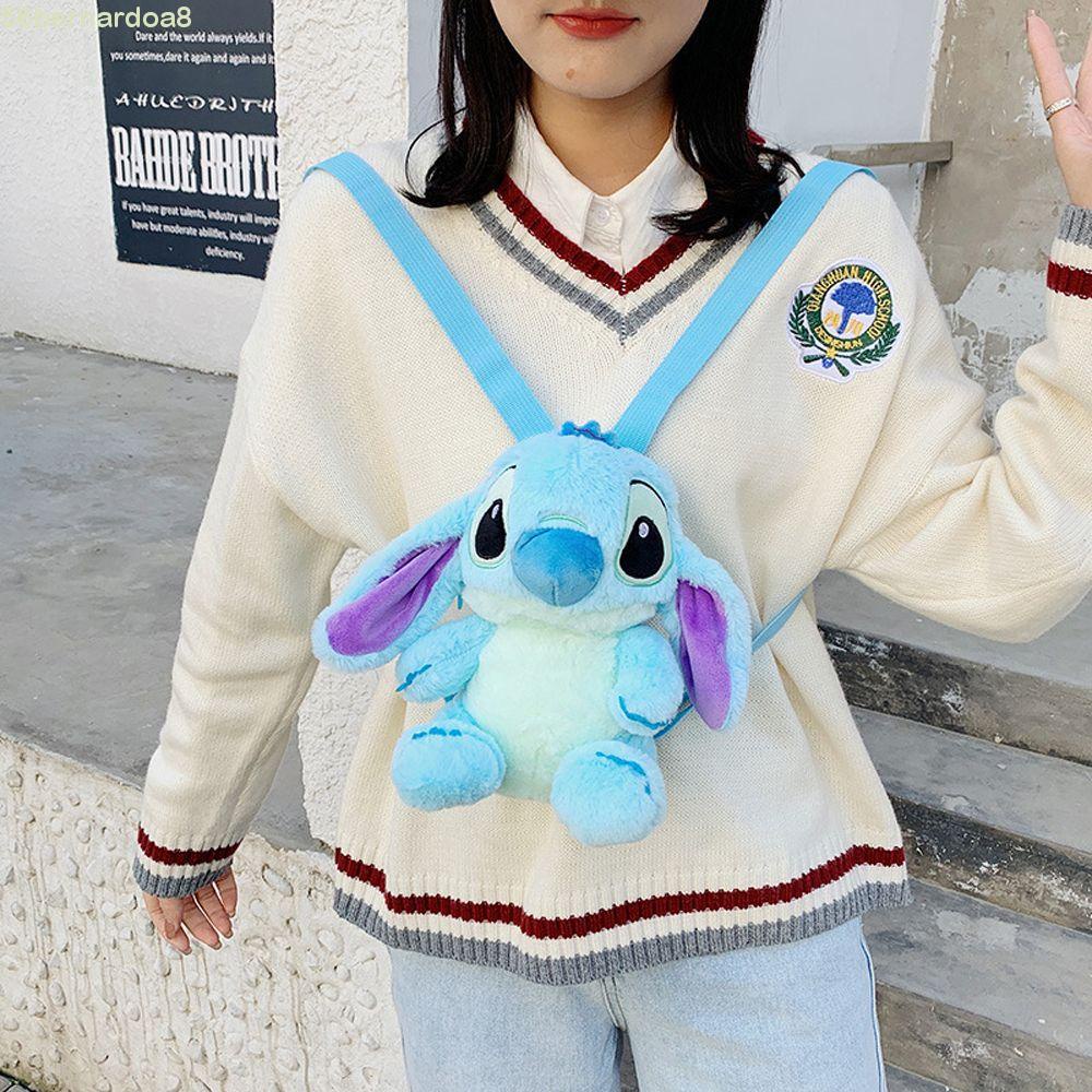 Ba Lô Hình Nhân Vật Hoạt Hình Stitch Nhồi Bông Mềm Mại Có Khóa Kéo Tiện Dụng Mang Theo Du Lịch