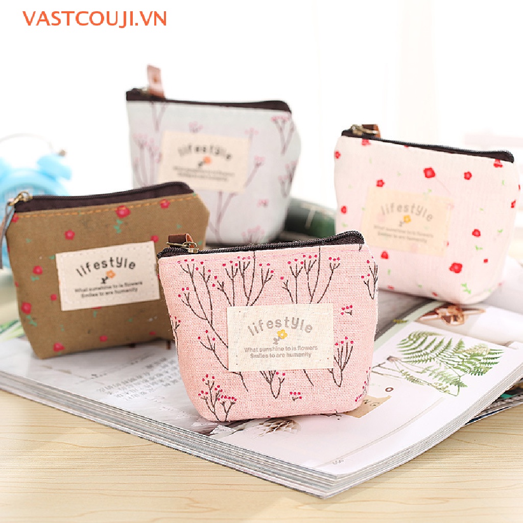 Ví Canvas Mini Đựng Tiền Xu Họa Tiết Dễ Thương