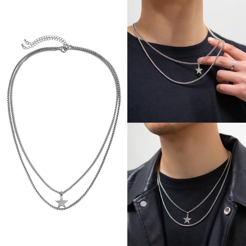 Vòng Cổ Choker Nhiều Lớp Mặt Ngôi Sao Năm Cánh Đơn Giản Thời Trang Hip hop