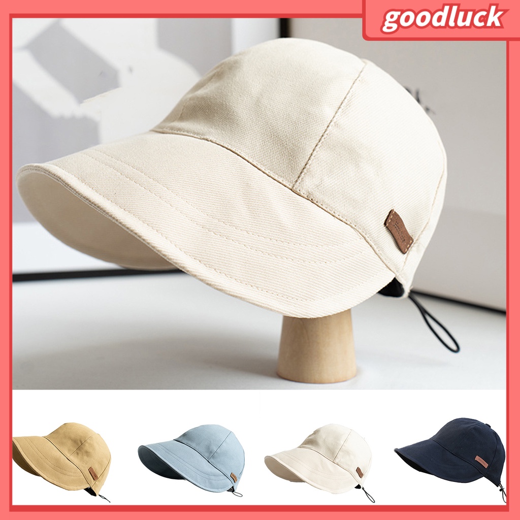 Mũ Chống Nắng Cotton Pha Mềm Mại Chống Tia UV Có Dây Rút Vành Rộng Có Thể Điều Chỉnh Được
