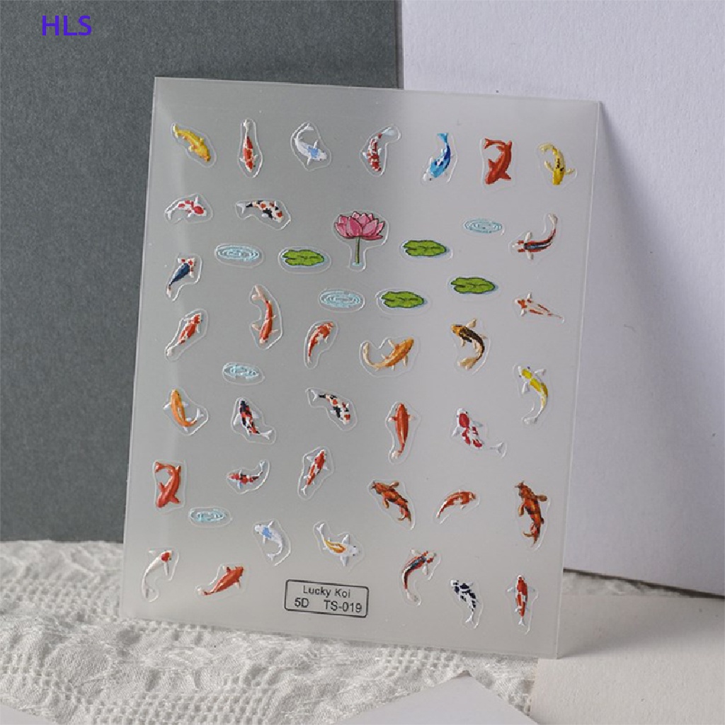 Miếng Dán Trang Trí Móng Tay Họa Tiết Cá Lá Sen / Cá Nhỏ Nhiều Màu 5D Mềm Mại DIY