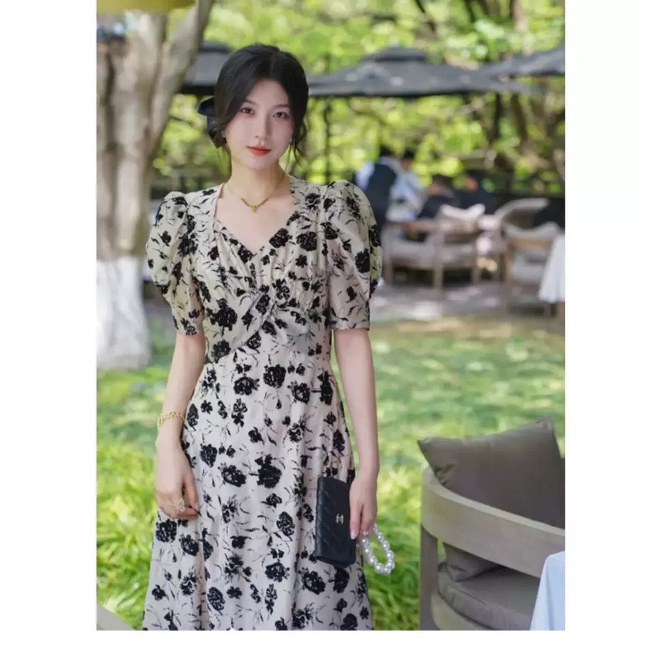 Váy hoa lụa midi sang chảnh 958