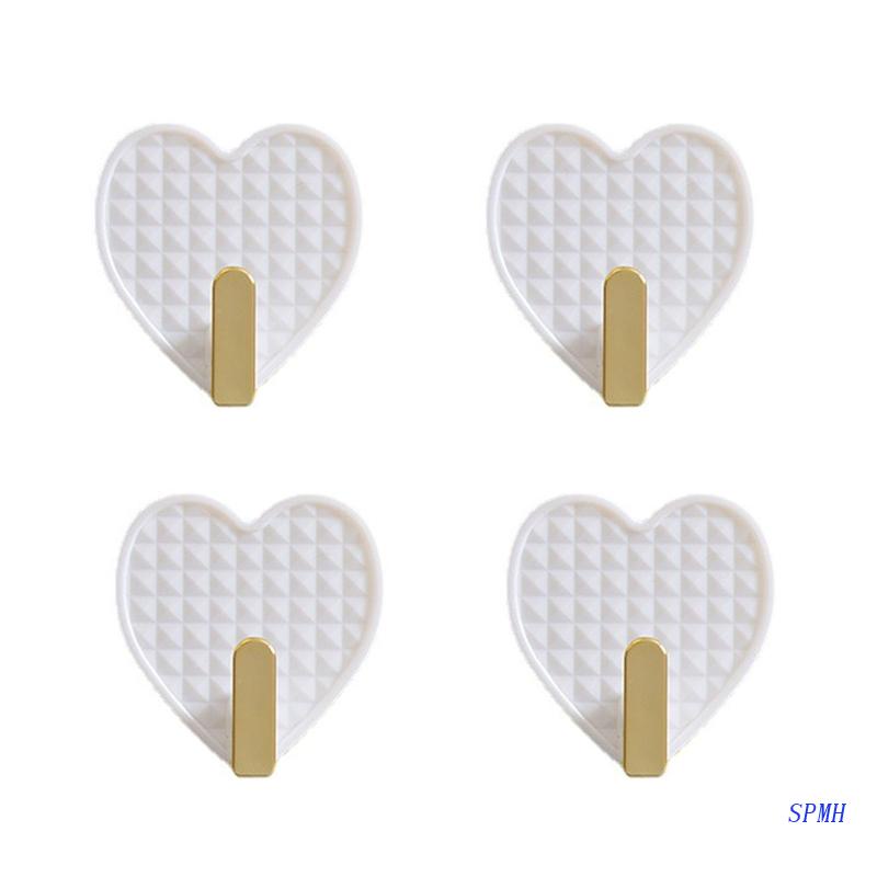 Set 4 Móc Treo Đồ Hình Trái Tim Bằng Nhựa Tiện Dụng Cho Phòng Khách / Phòng Ngủ