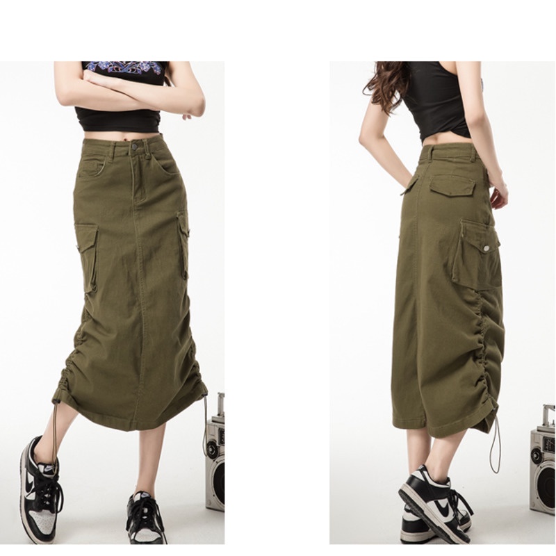 Chân Váy Lưng Cao Thời Trang RENJIANVSHENG Hàn Quốc Dành Cho Nữ