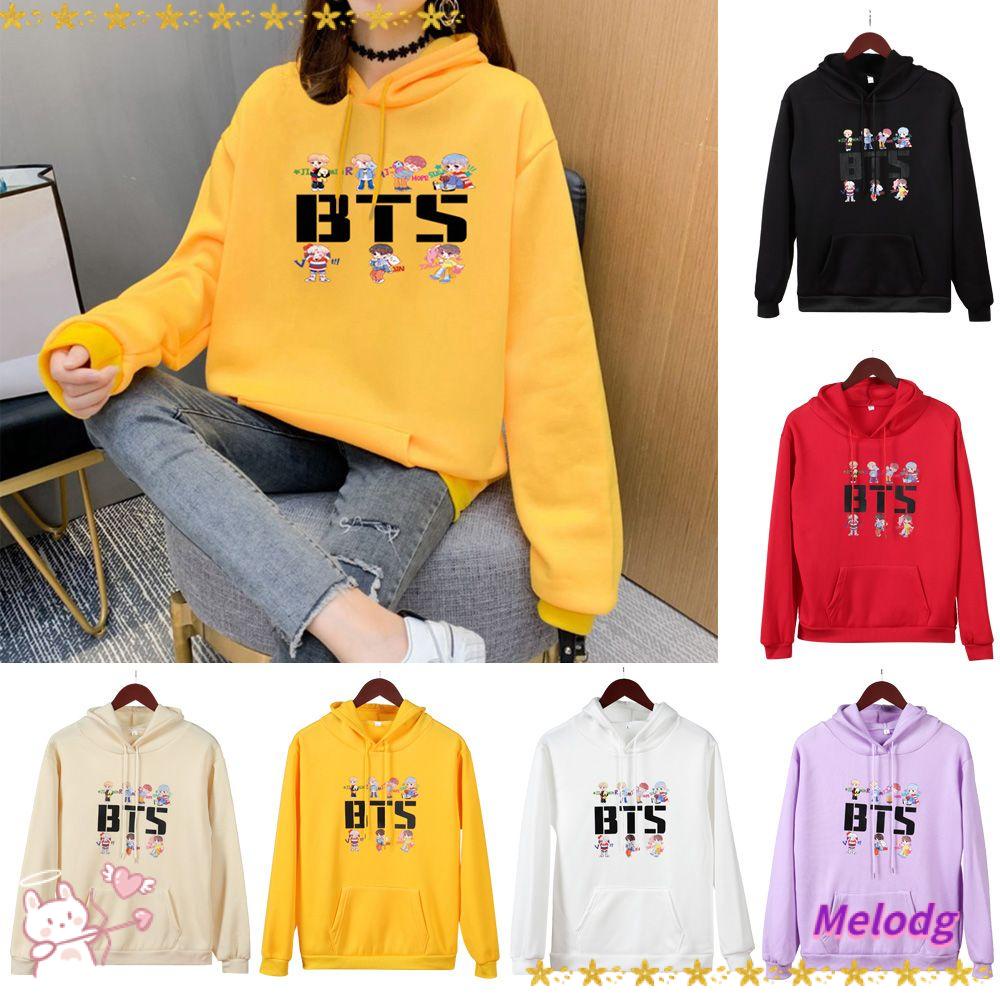 Áo Hoodie Polyester Tay Dài Thoáng Khí In Hình BTS MELODG