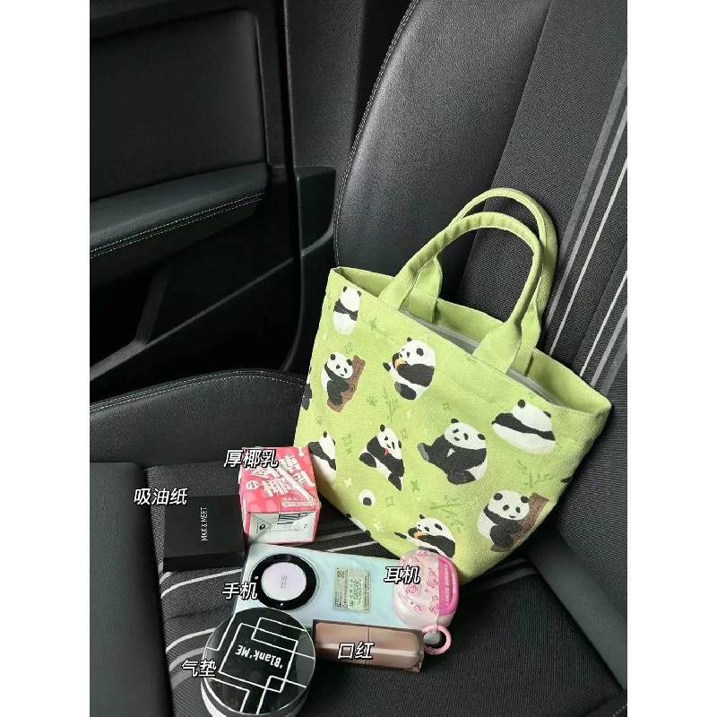 Túi Xách Canvas Họa Tiết Gấu Trúc Hoạt Hình Hàng Mới Dành Cho Học Sinh