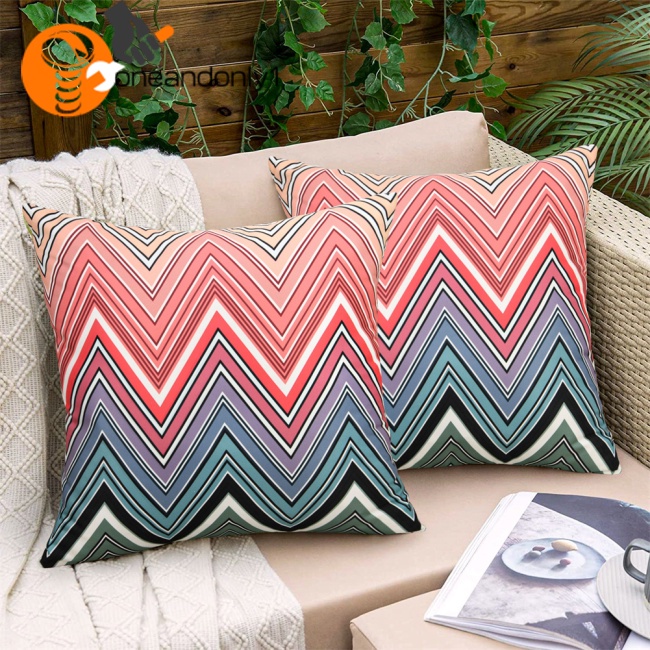 Bộ 2 Vỏ Gối Họa Tiết Kẻ Sọc Nhiều Màu Phong Cách Bohemian Độc Đáo Trang Trí Nhà Cửa