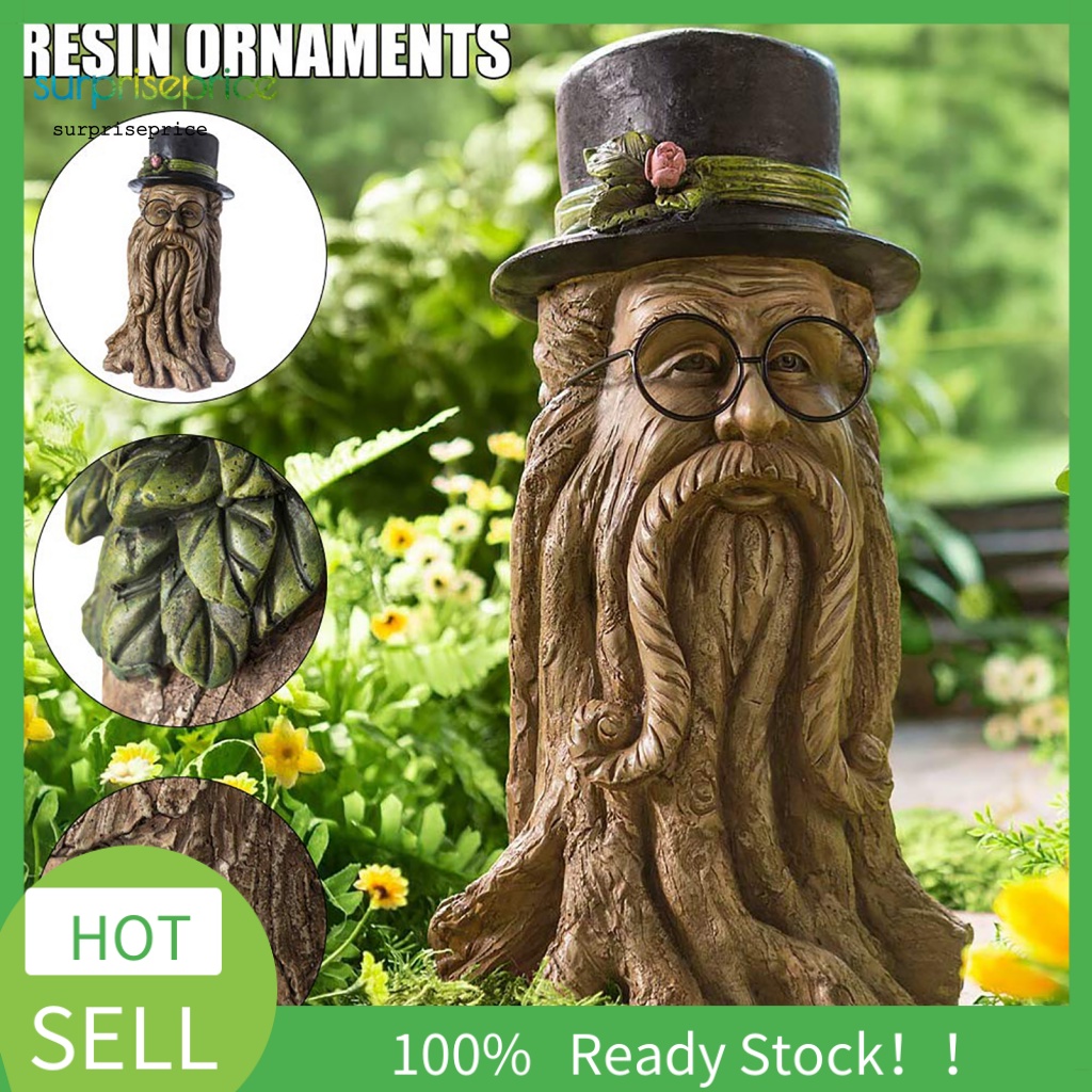 Mô Hình Điêu Khắc Sân Vườn Bằng Nhựa Resin Không Phai Màu Phong Cách Vintage Kèm Mũ