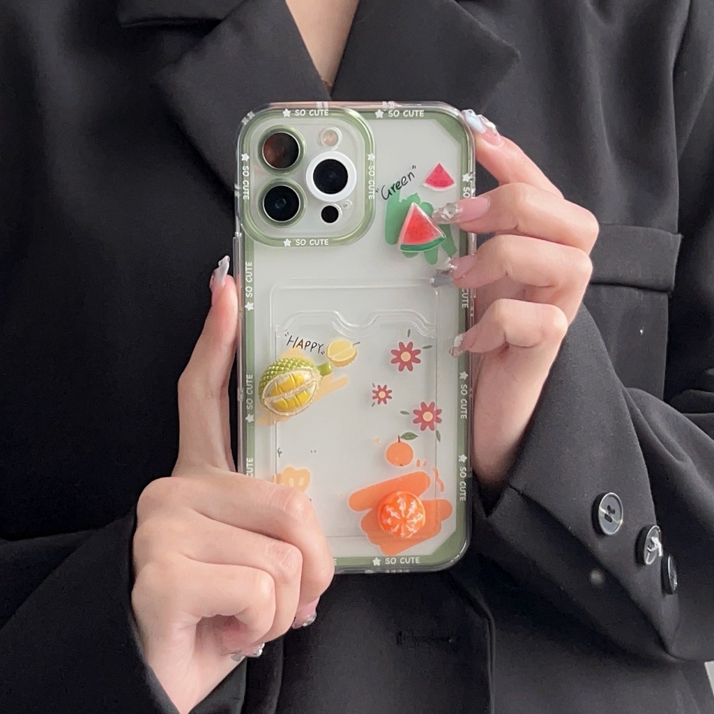 Ốp Điện Thoại TPU Silicon Mềm Trong Suốt Hình Trái Cây 3D Dễ Thương Cho iPhone 14 13 12 11 Pro XR XS Max 7 8 14 Plus