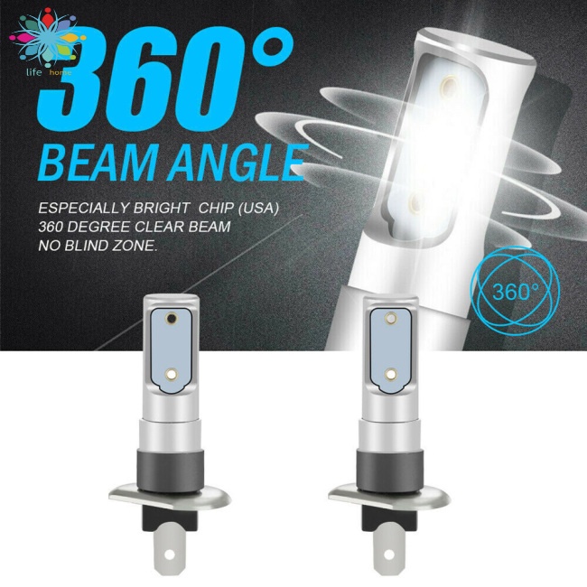 Bộ 2 Bóng Đèn Led H1 6000k 55w 8000lm Ip68 Ánh Sáng Trắng Chống Thấm Nước Chuyên Dụng Cho Xe Hơi