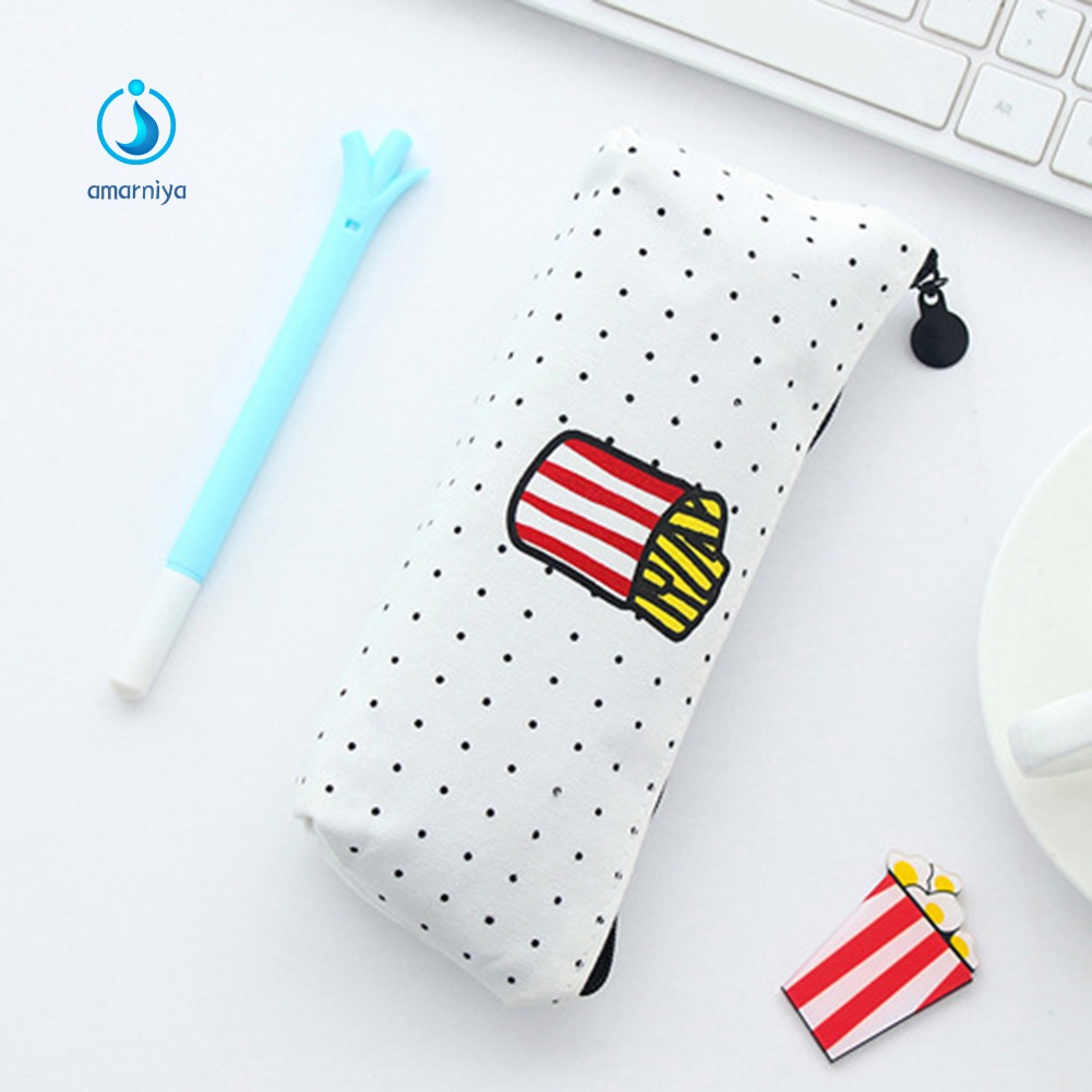 Túi Đựng Bút Bằng Vải Canvas Hình Thức Ăn Dễ Thương Sáng Tạo