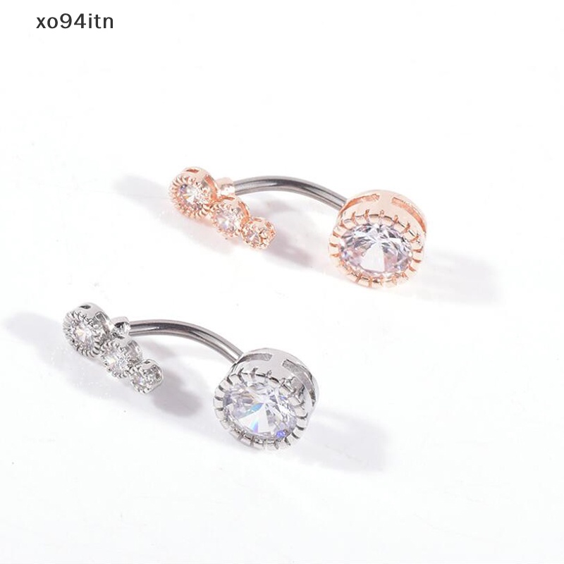 Khuyên Rốn Dạng Thanh Tạ Đính Đá Pha Lê Tròn Nặng 14G