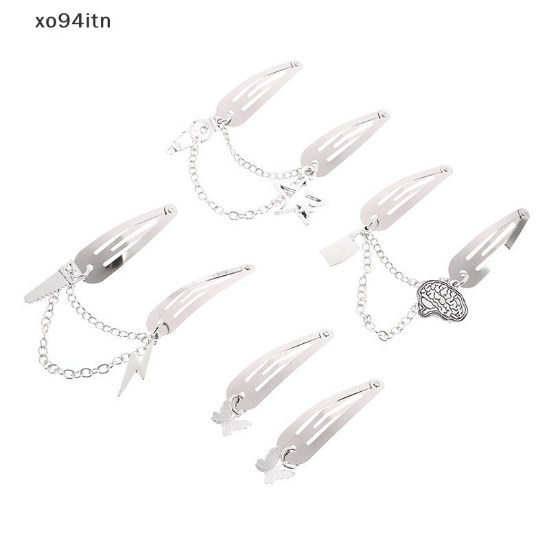 Kẹp Tóc Xích Kim Loại Hình Bướm / Nhện Phong Cách Punk Thời Trang