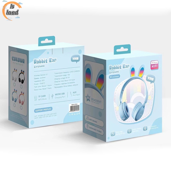 Tai Nghe Bluetooth Không Dây Y08r Thiết Kế Tai Thỏ Dễ Thương Điều Khiển Cảm Ứng