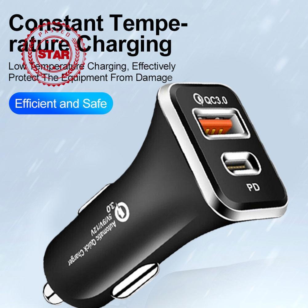 Cốc Sạc Điện Thoại Nhanh QC3.0 38W PD20W A + C I0S2 Cho Xe Hơi