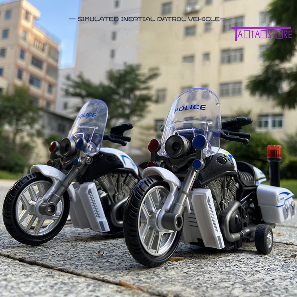 Đồ Chơi Xe Cảnh Sát Xe Máy Không Cần Khoan Tay Có Đèn LED Nhấp Nháy Cho Trẻ Em