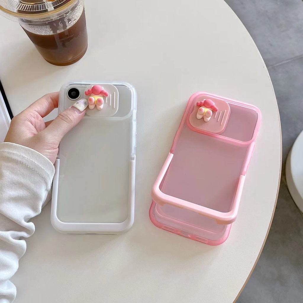 Ốp Điện Thoại TPU Mềm Trong Suốt Có Cửa Sổ Kéo 3D Dễ Thương Cho iPhone 14 12 11 13 Pro Max 14 Plus XR XS Đứng