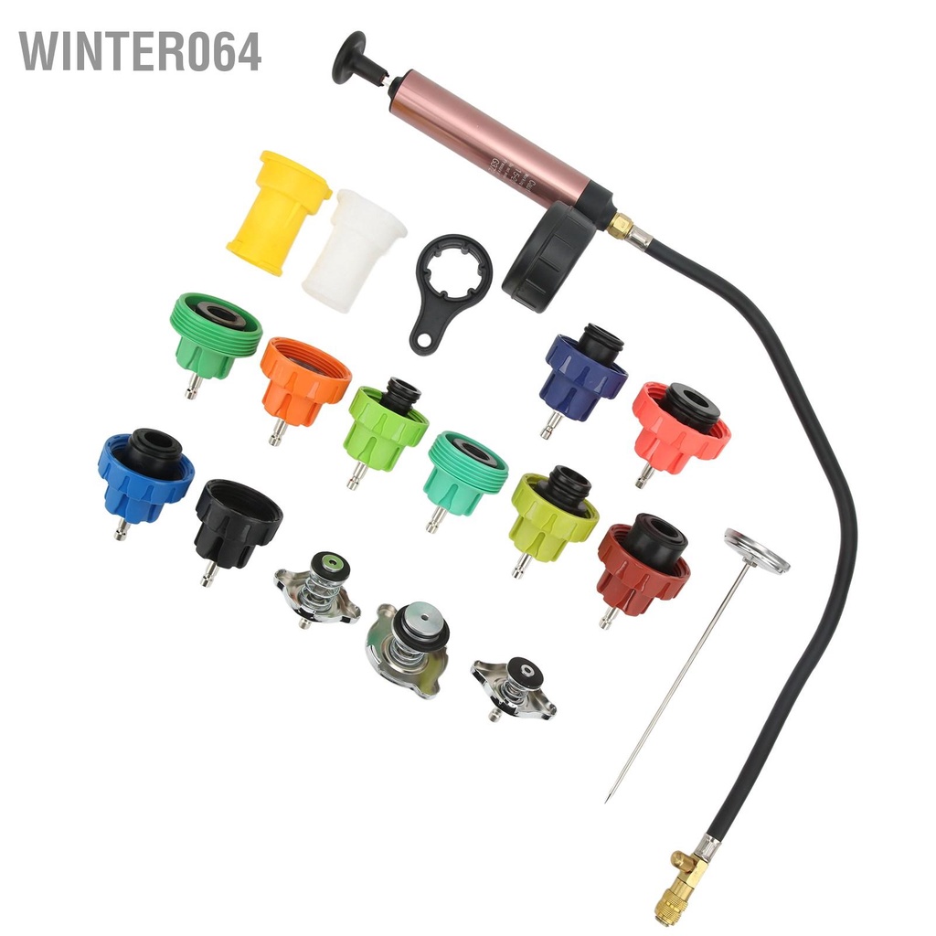 Winter064 Bộ kiểm tra rò rỉ hệ thống làm mát áp suất tản nhiệt 0‑35psl Công cụ phát hiện ô tô Chất Đầu thanh lọc chân không Vòng đệm chuyển đổi bình chứa nước