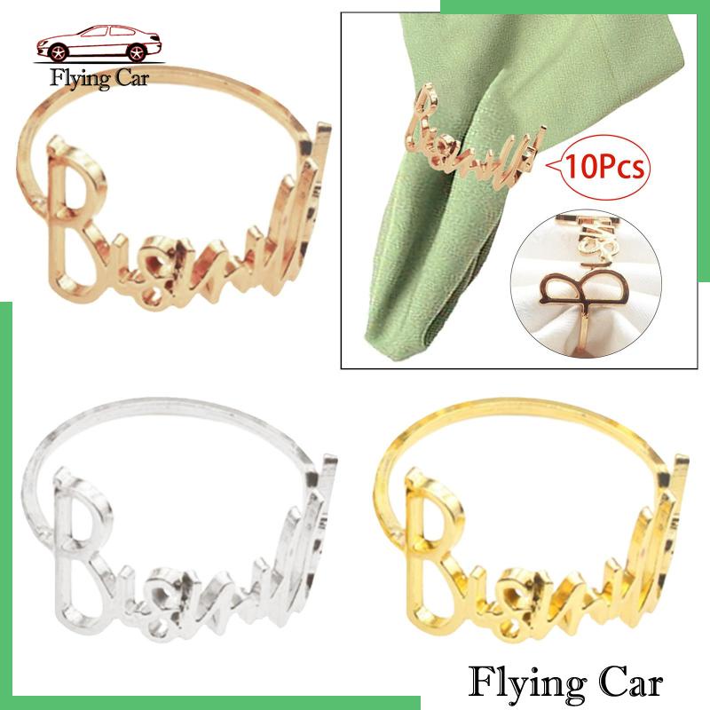 [Lzdjfmy2] Set 10 Khóa Khăn Ăn Hình Tròn Trang Trí Tiệc Ngày Lễ