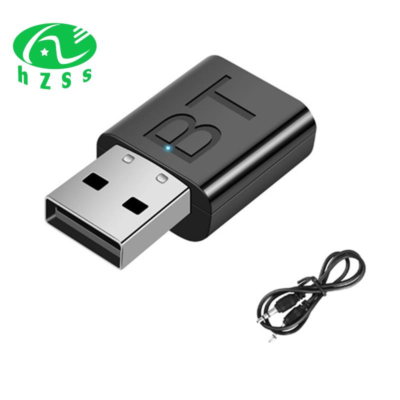 Usb Nhận Tín Hiệu Âm Thanh Bluetooth 5.0 Mini 3.5MM Có Đèn LED 2 Trong 1 Cho Xe Hơi