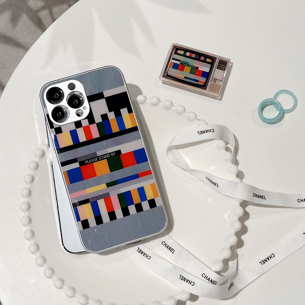 Ốp Điện Thoại TPU Silicone Mềm Mạ Điện Hình TV Sáng Tạo Có Giá Đỡ Bảo Vệ Toàn Diện Cho iPhone 14 13 12 11 PRO MAX