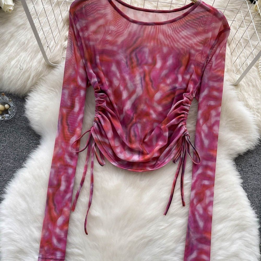 Áo Lưới Mỏng Tay Dài Nhuộm Màu Thời Trang Mùa Hè