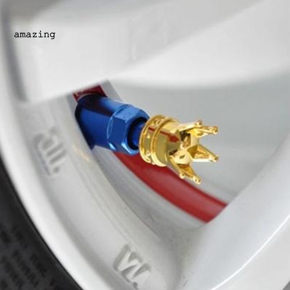 Bộ 4 Nắp Van Khí Chống Bụi Hình Vương Miện Thông Dụng Cho Bánh Xe Hơi Xe Tải