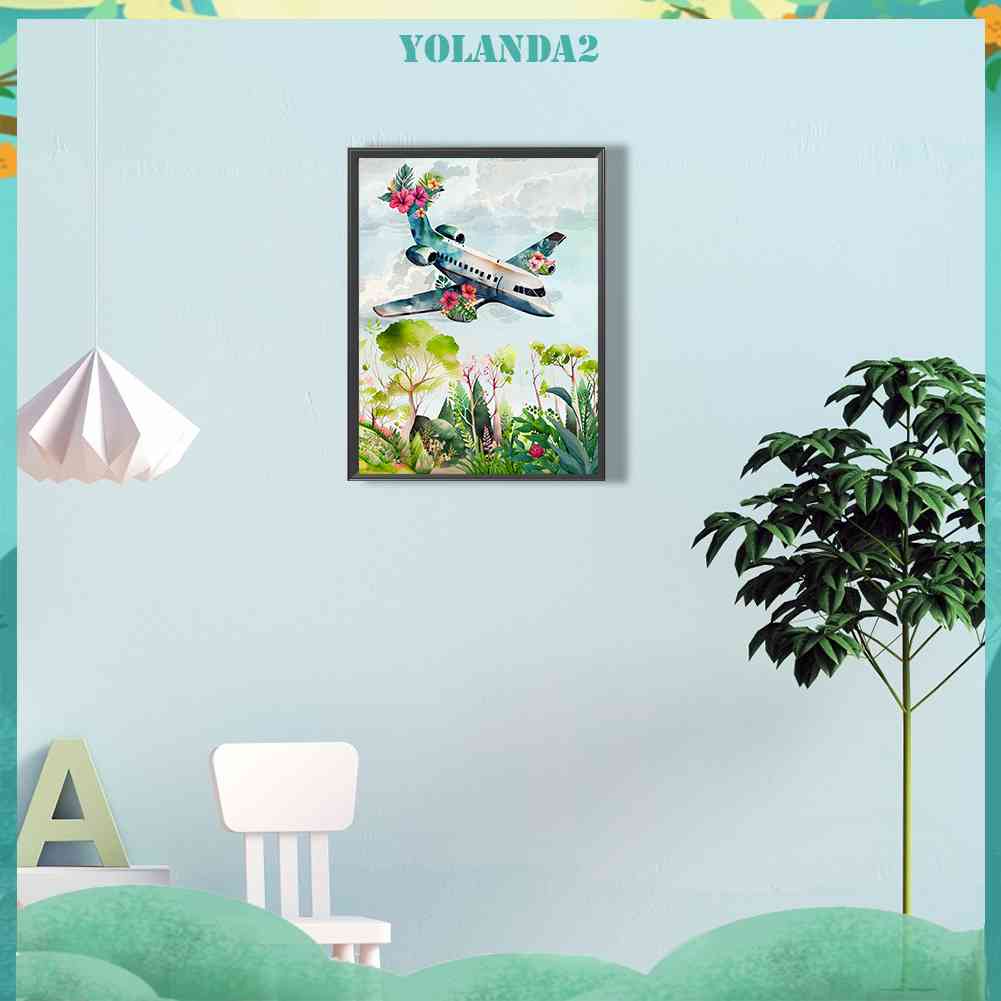 Tranh Đính Đá Kim Cương Toàn Bộ 5D DIY Hình Vẽ Máy Bay Dùng Trang Trí Nhà