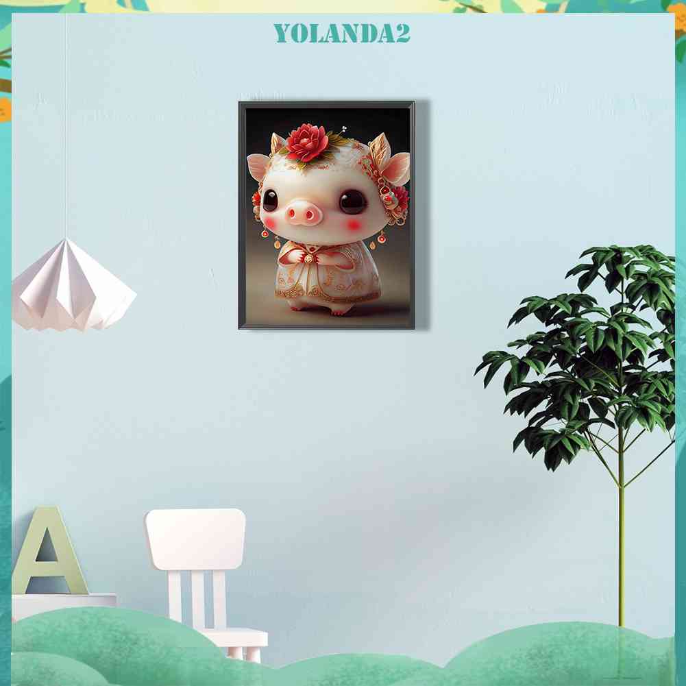 Tranh Đính Đá Kim Cương Toàn Bộ 5D DIY Hình Vẽ Heo