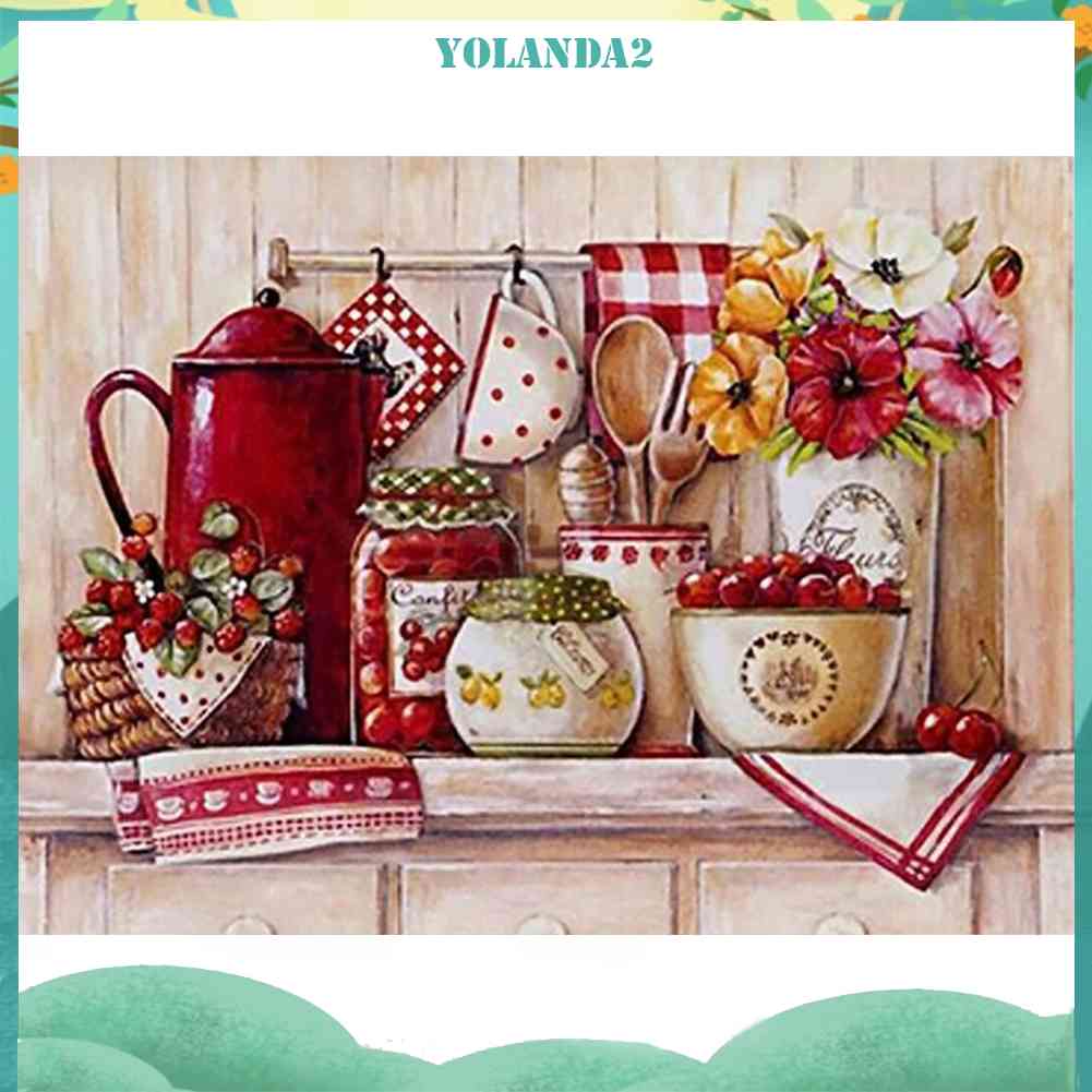 Tranh Đính Đá Kim Cương Toàn Bộ 5D DIY Hình Vẽ Nghệ Thuật Trang Trí Nhà Bếp