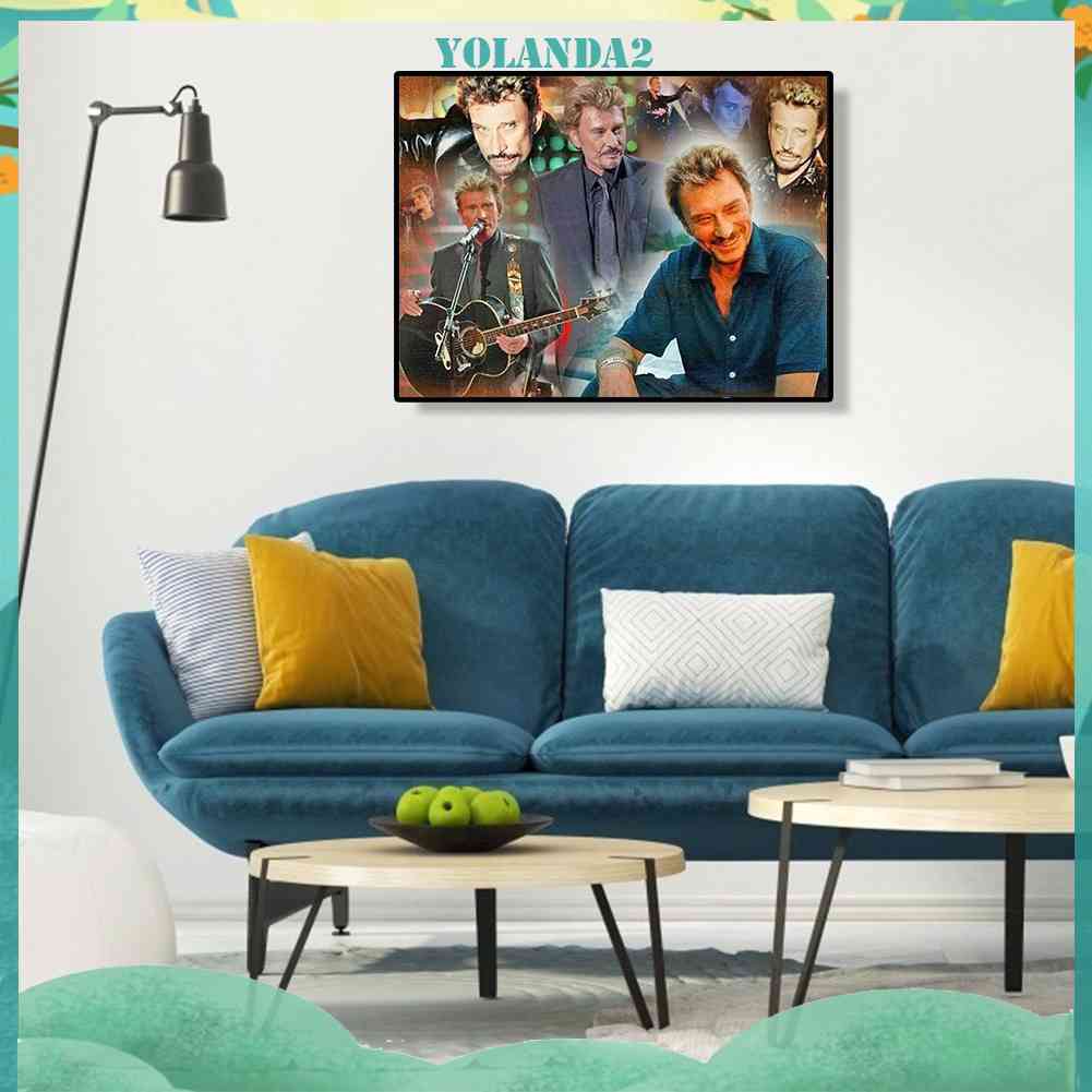 Bộ Tranh Đính Đá 5D Tự Làm Toàn Diện Họa Tiết Johnny Hallyday Trang Trí Nhà Cửa
