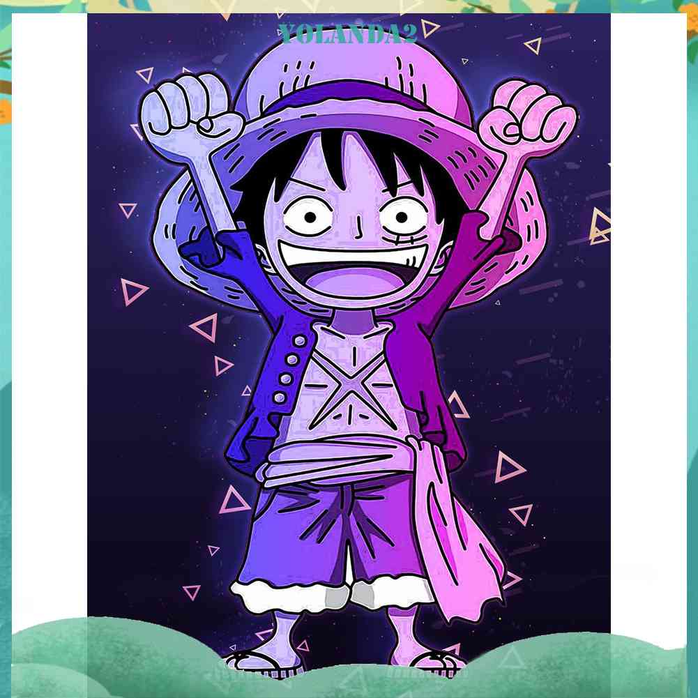 Tranh Đính Đá Kim Cương Toàn Bộ 5D DIY Hình Vẽ Khỉ Luffy Thủ Công Trang Trí Nhà
