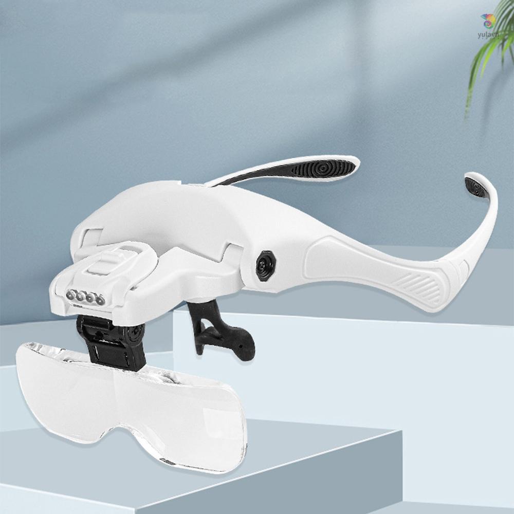 Kính Lúp Đeo Đầu Phóng Đại 5 Thấu Kính 1.0X-3.5X Có Đèn LED Có Thể Tháo Rời Tiện Dụng