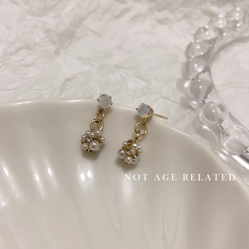 Bông Tai Mạ Bạc 925 Hình Nơ Đính Ngọc Trai Đơn Giản Phong Cách Hàn Quốc Mới