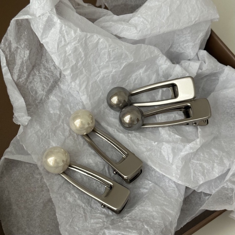 Kẹp Tóc Mỏ Vịt Kim Loại Đính Ngọc Trai Giả Phong Cách Hàn Quốc