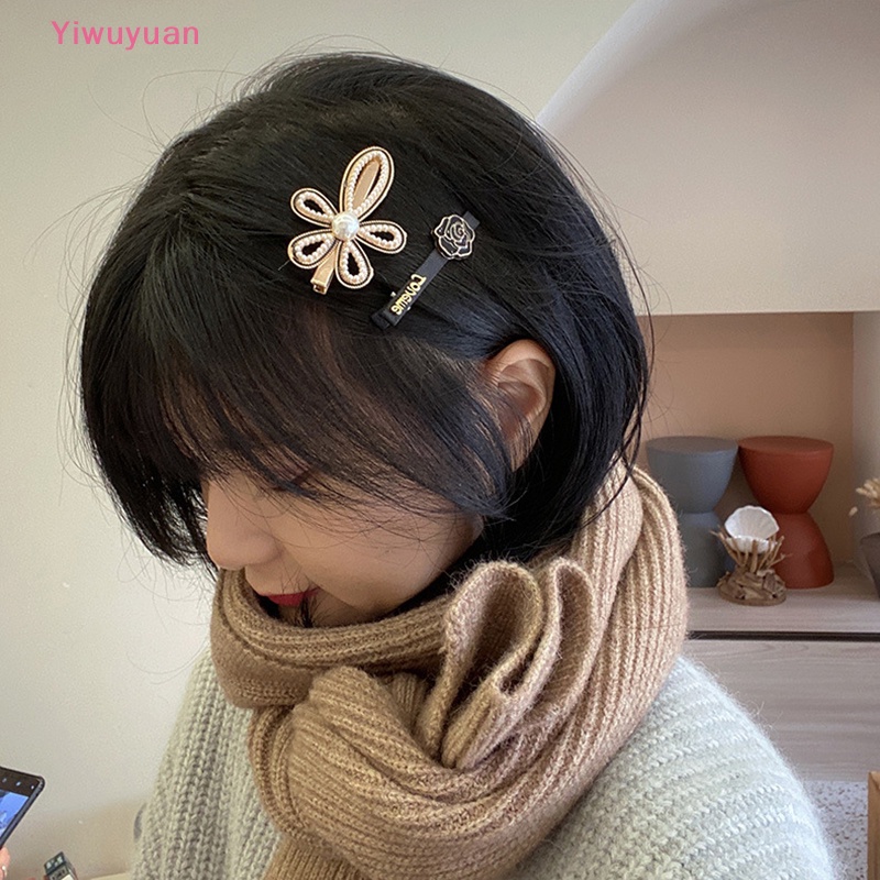1 Bộ Kẹp Tóc Kim Loại Hình Hoa Đính Ngọc Trai Nhân Tạo Thời Trang Cho Nữ