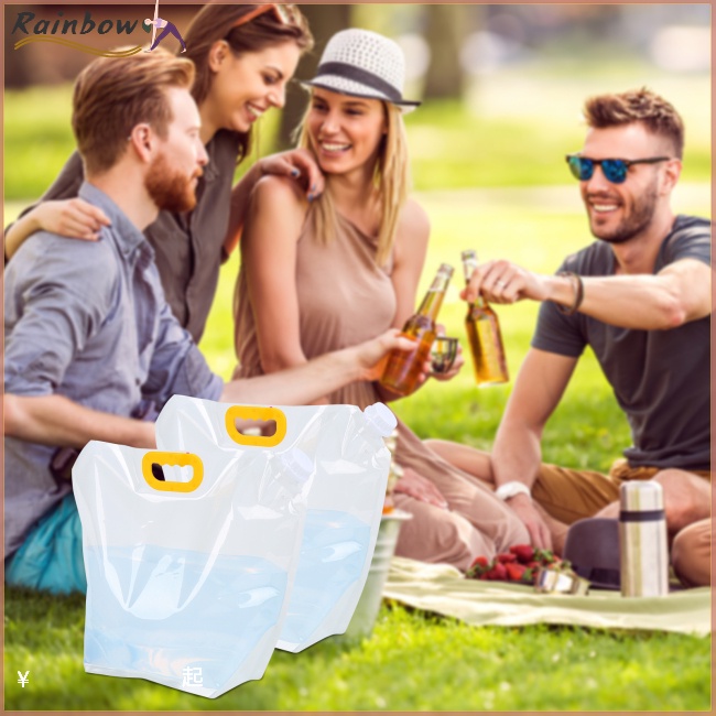 Set 4 Túi Đựng Nước Trong Suốt Dung Tích Lớn Có Tay Cầm Không Rò Rỉ Có Thể Gập Lại