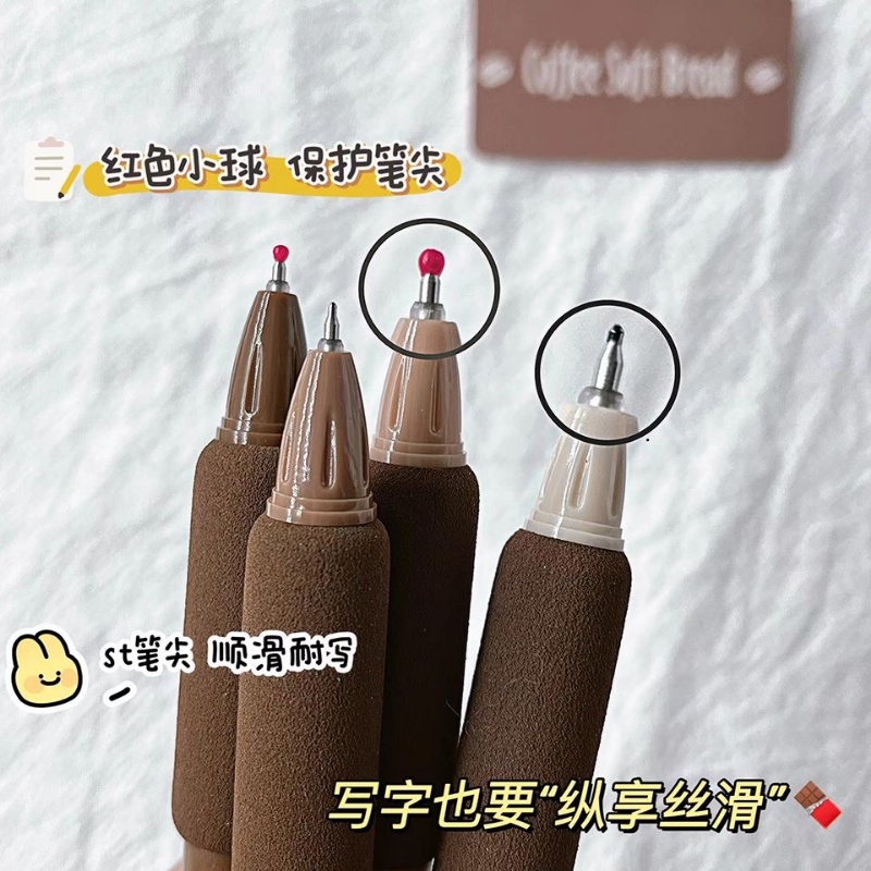 Set 4 Bút Bi Mực Đen / Cà Phê Matcha Ngòi 0.5mm Sáng Tạo