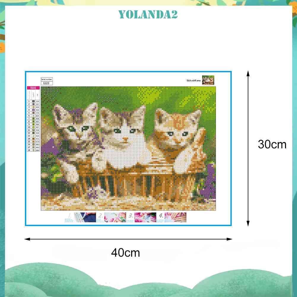 Tranh Đính Đá Kim Cương Toàn Bộ 5D DIY Hình Vẽ Mèo Đáng Yêu