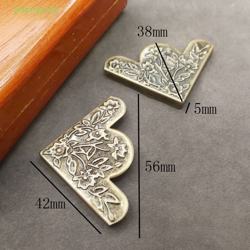 Abongsea Bộ 4 Miếng Kim Loại Chạm Khắc Hoa Trang Trí Góc Hộp Trang Sức Nội Thất