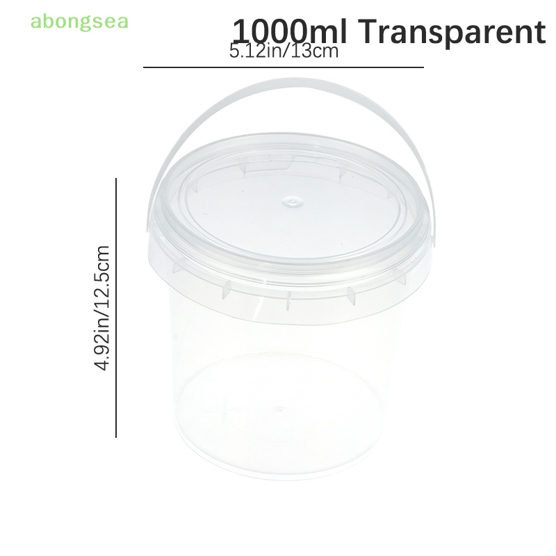 Xô Nhựa Trong Suốt Dung Tích 500 / 1000ML Có Tay Cầm Và Nắp Đậy